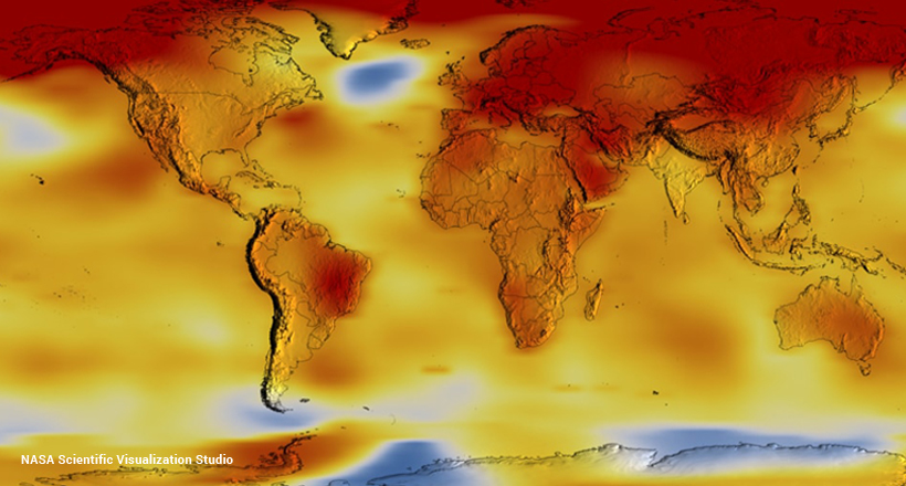 NASA visualization of temperature anomalies