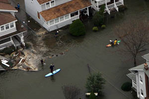 Kayakers in Belmar after Hurricane Sandy