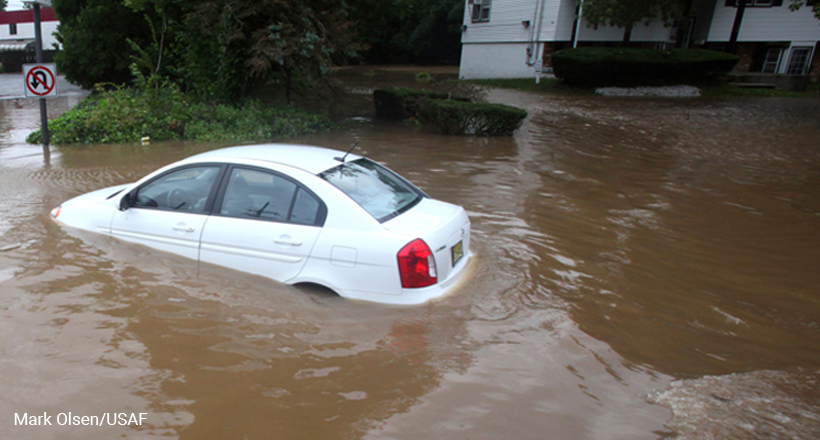 car in floodwater