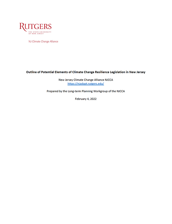 Outline of Potential Elements of Climate Change Resilience Legislation in New Jersey