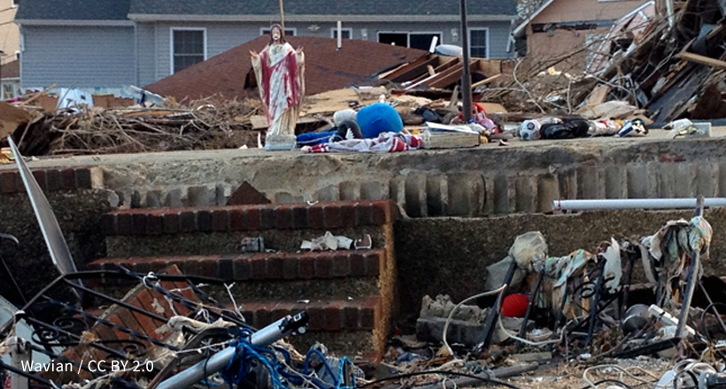 A houses destroyed by Hurricane Sandy in Union Beach, NJ