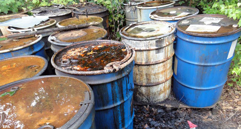 Rusted barrels containing hazardous waste