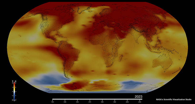 2023 Hottest Year, Average Temp, NASA graphic