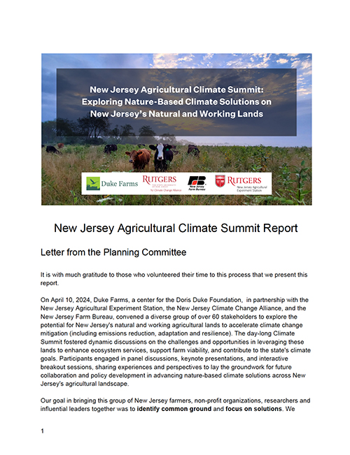 New Jersey Agricultural Climate Summit Report