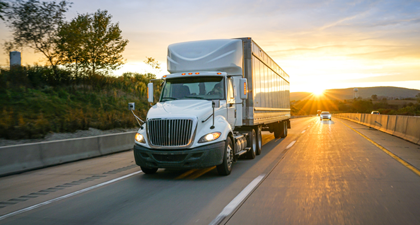 Tractor Trailer Truck on highway