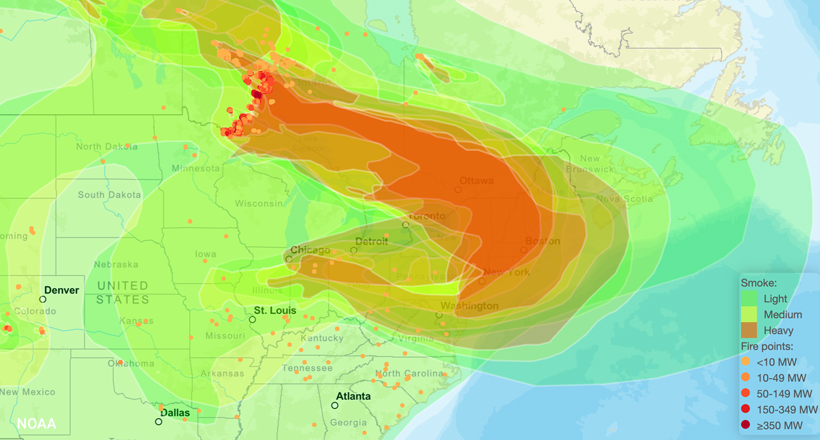 Wildfire smoke map
